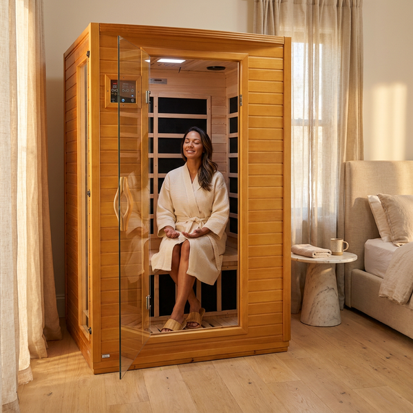 Infrared Sauna Built for Home Wellness, Canadian Hemlock Wood, Low EMF Carbon Panels, 2-Person Capacity