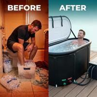 XXL Cold Plunge Tub for Athletes, Compatible with Water Chillers, 195 Gallon Inflatable Cold Plunge with Insulated Lid, Portable Ice Plunge Bathtub for Adult, Ice Tub Outdoor for Cold Water Therapy(C) — Before & After