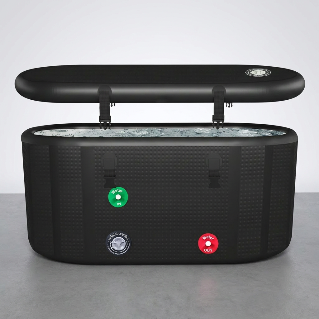 XXL Cold Plunge Tub for Athletes, Compatible with Water Chillers, 195 Gallon Inflatable Cold Plunge with Insulated Lid, Portable Ice Plunge Bathtub for Adult, Ice Tub Outdoor for Cold Water Therapy(C) — Studio Shot
