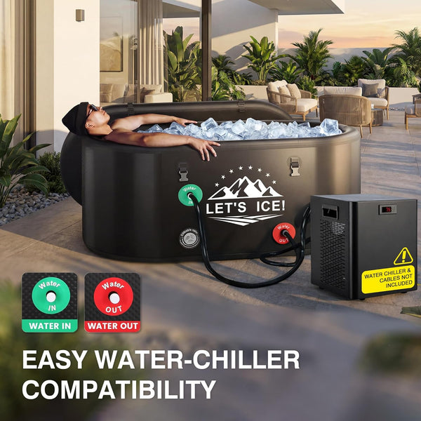 Inflatable Ice Bath Tub for Athletes, 216-Gallon Cold Plunge Tub with Insulated Lid, Full-Body Stretch Design, Insulated & Water Chiller Compatible, Portable for Indoor & Outdoor